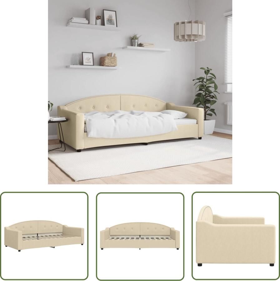 The Living Store Slaapbank Havant Crème 223 x 100 x 75 Multiplex lattenbodem Slaapbank Sofa Bed Daybed Creme Kleur Multifunctioneel Meubilair