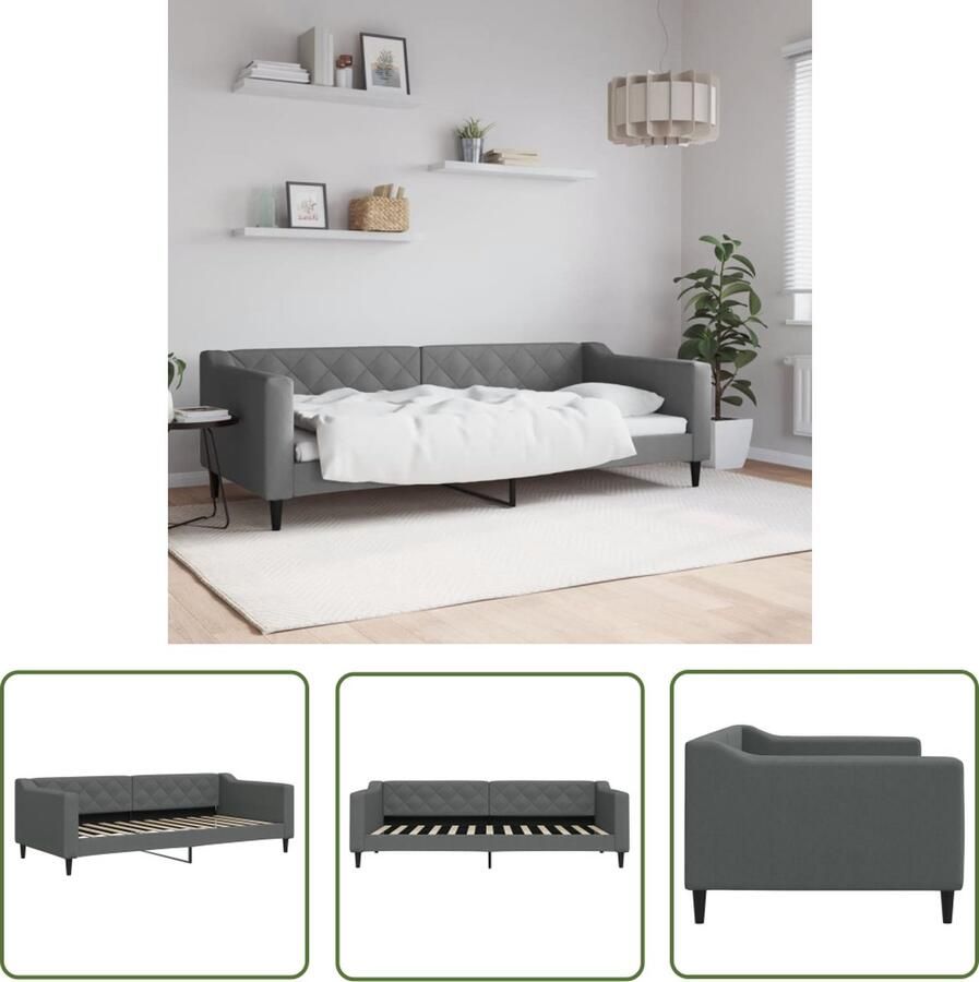 The Living Store Slaapbank Modern 223 x 100 x 67 Donkergrijs Stof Schuimvulling Slaapbank Sofa Bed Donkere Meubels Grijs Meubilair Moderne Bank