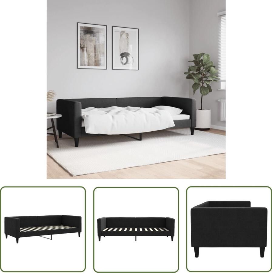 VidaXL Slaapbank 90x200 cm stof zwart Slaapbank Sofa Bed Tweepersoonsbed Moderne Meubels Lounge Furniture