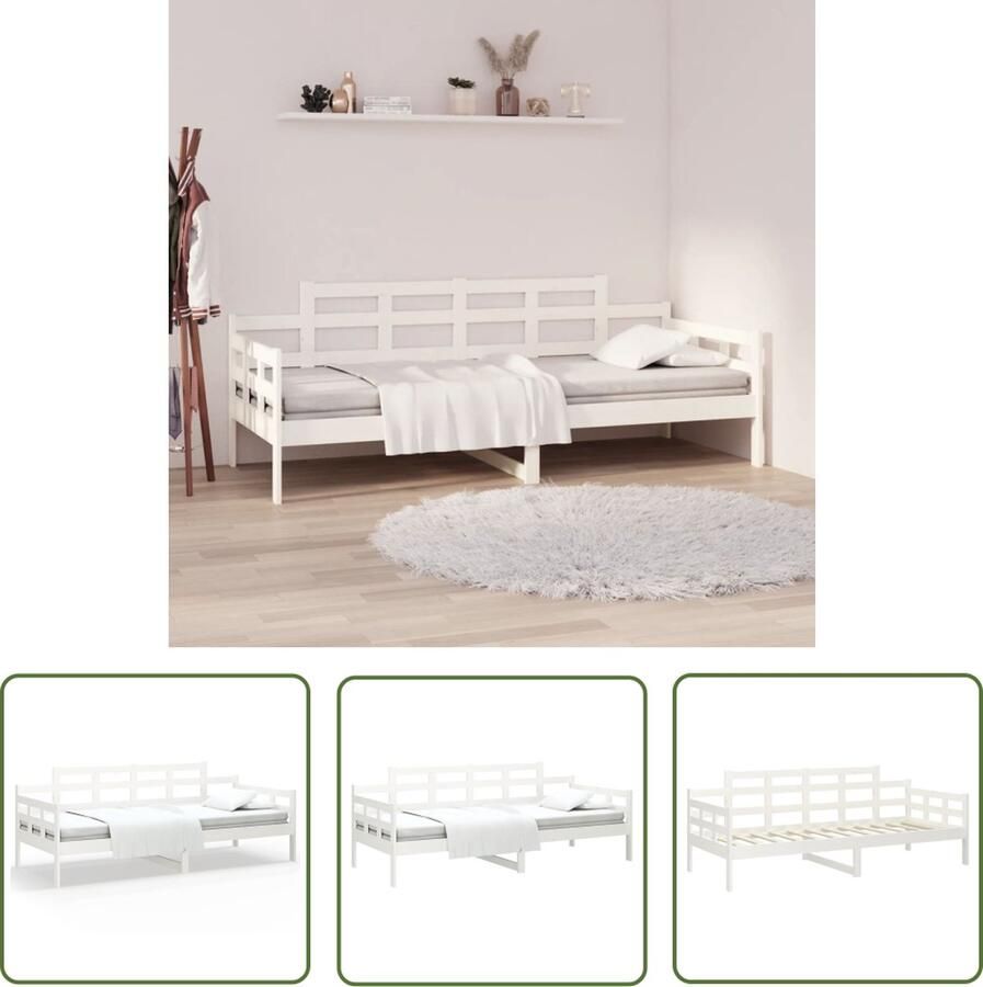 The Living Store Slaapbank Grenenhout Wit 203.5 x 96.5 x 76 cm Geschikt voor 90 x 200 cm matras (excl matras) Slaapbank Sofa Bed Daybed Guest Bed Grenenhouten Meubels