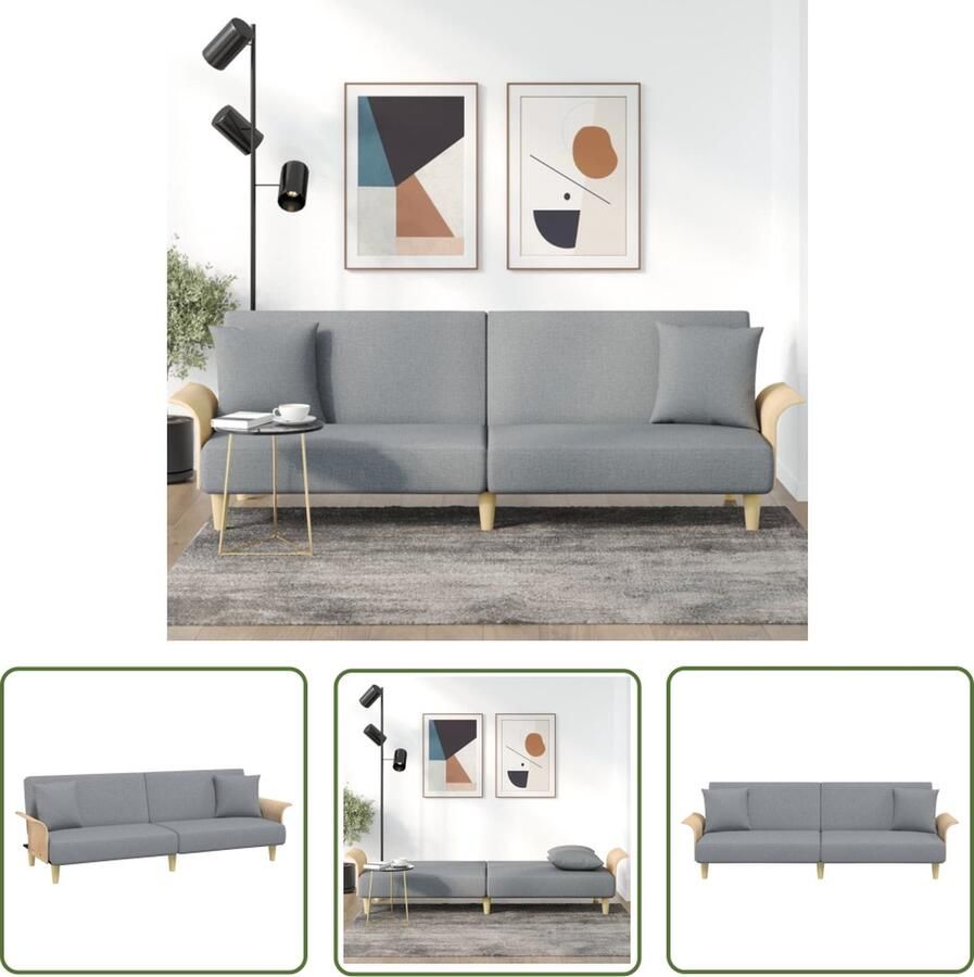 The Living Store Slaapbank Lichtgrijs Stof 224x89x70 cm Verstelbare Rugleuning Comfortabele Zitting Praktische Kussens Slaapbank Sofa Bed Grijze Bank Comfortabele Bank Tweepersoons Bank - Foto 2