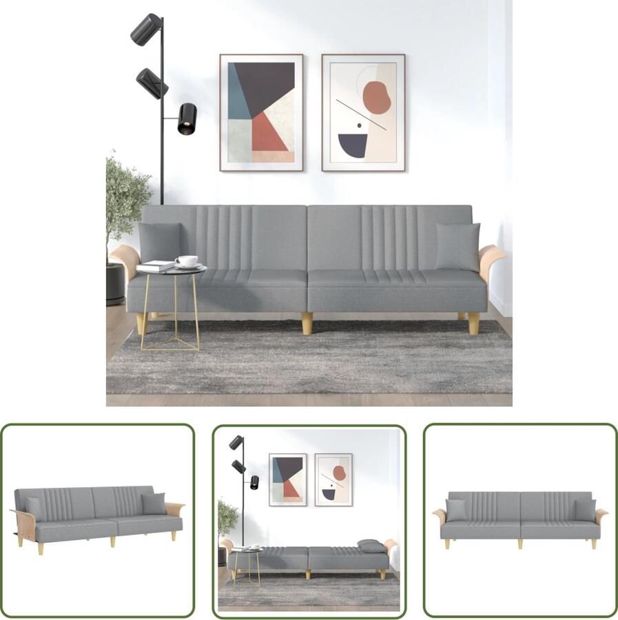 The Living Store Slaapbank Lichtgrijs 224 x 89 x 70 cm Verstelbare rugleuning Comfortabele zitting Duurzaam materiaal Slaapbank Sofa Bed Tweepersoonsbed Comfortabele Zitzitting Designmeubel - Foto 2