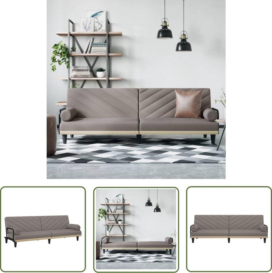 The Living Store Slaapbank Taupe Multiplex Frame Comfortabel en Duurzaam Verstelbare Rugleuning Breedte Zitting- 200 cm Slaapbank Sofa Bed Tweepersoons Slaapkamer Comfortabele Zitzit Multifunctioneel Meubilair - Foto 2