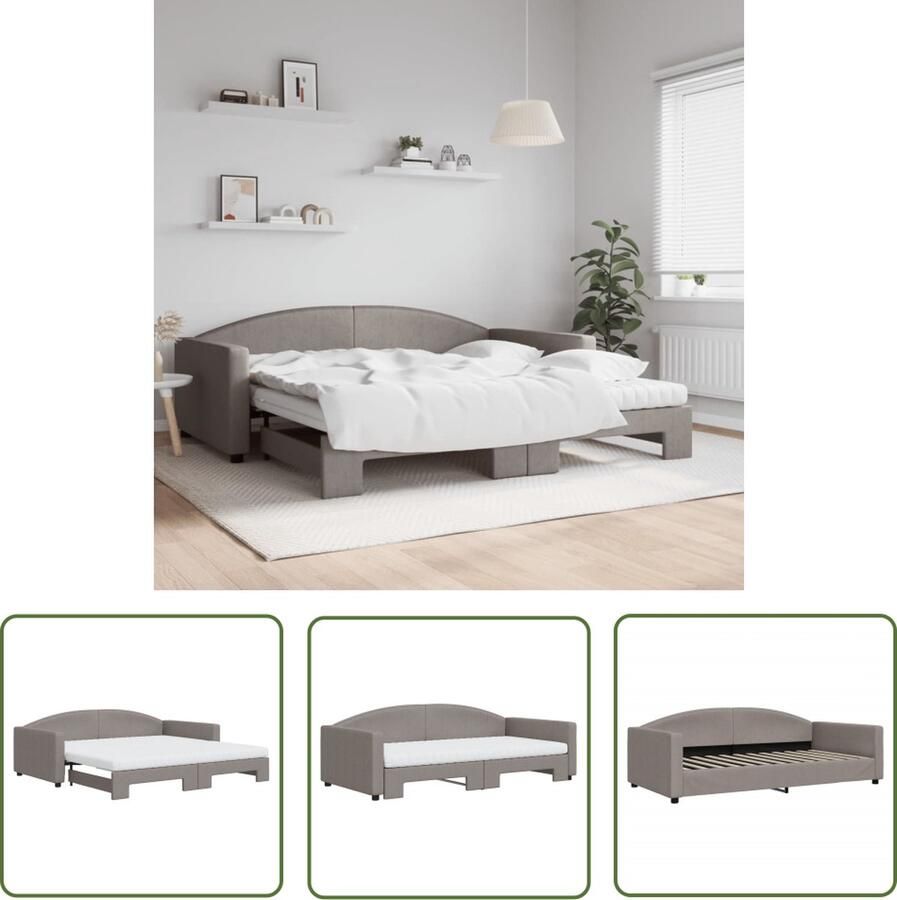 The Living Store Slaapbank 2-in-1 Taupe 223x110x75 cm Comfortabel schuimmatras Duurzame stof en solide constructie Modern ontwerp Slaapbank Sofa Bed 2-in-1 Bank Taupesofa Lounge Meubilair