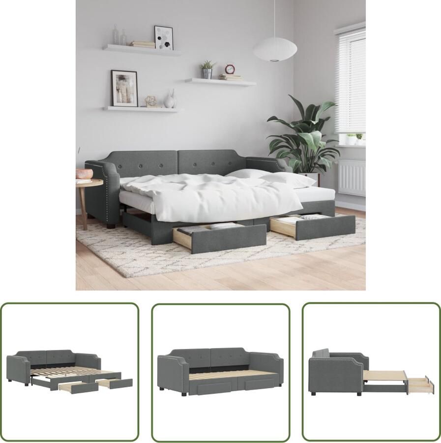 The Living Store Slaapbank met onderschuifbed 223x100x66.5cm Duurzame stof 2 lades Geen matrassen inbegrepen Slaapbank Sofa Bed Tweepersoonsbed Boxspring Onderbed