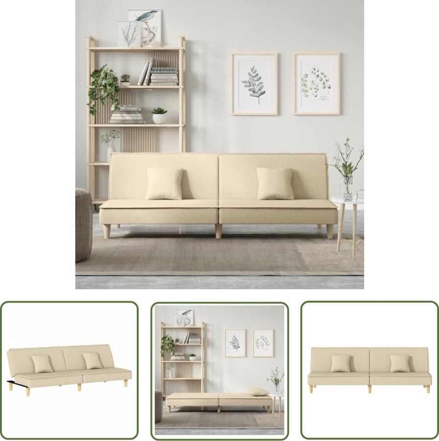 The Living Store Slaapbank Crème 200x89x70 cm Verstelbare rugleuning Slaapbank Sofa Bed Tweepersoonsbed Comfortabele Zitbank Stoffen Bank - Foto 3