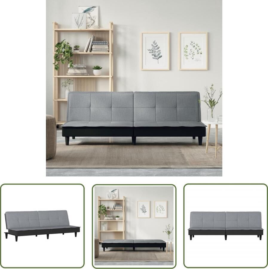 The Living Store Slaapbank stof lichtgrijs Slaapbank Sofa Bed Tweepersoonsbed Lounge Meubilair Grijs Meubilair - Foto 2