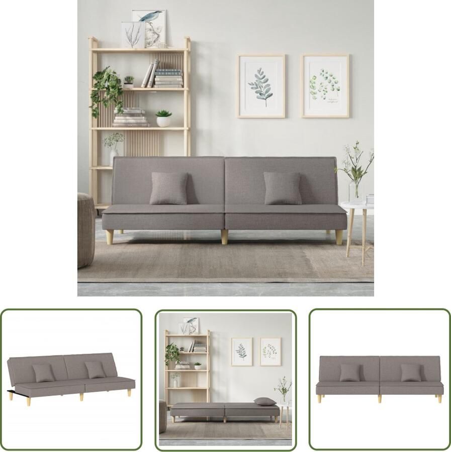 The Living Store Slaapbank Taupe 200 x 89 x 70 cm Verstelbare rugleuning Comfortabele zitplaats Slaapbank Sofa Bed Tweepersoonsbed Comfortabele Zitzitting Multifunctioneel Meubilair - Foto 2