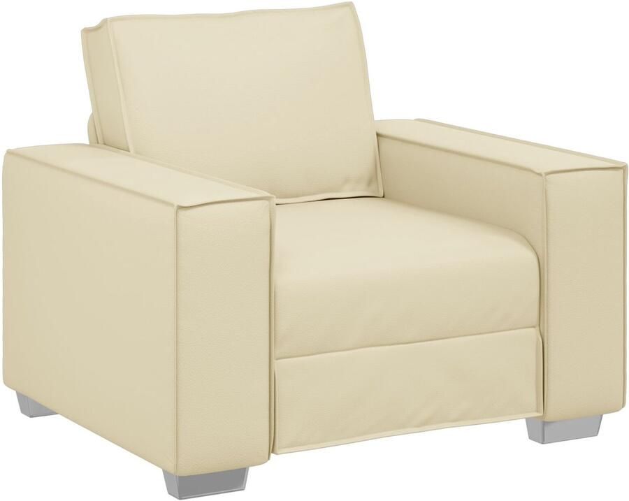 VidaXL Sofa Stoel 59 cm met kussen Crème Kunstleer