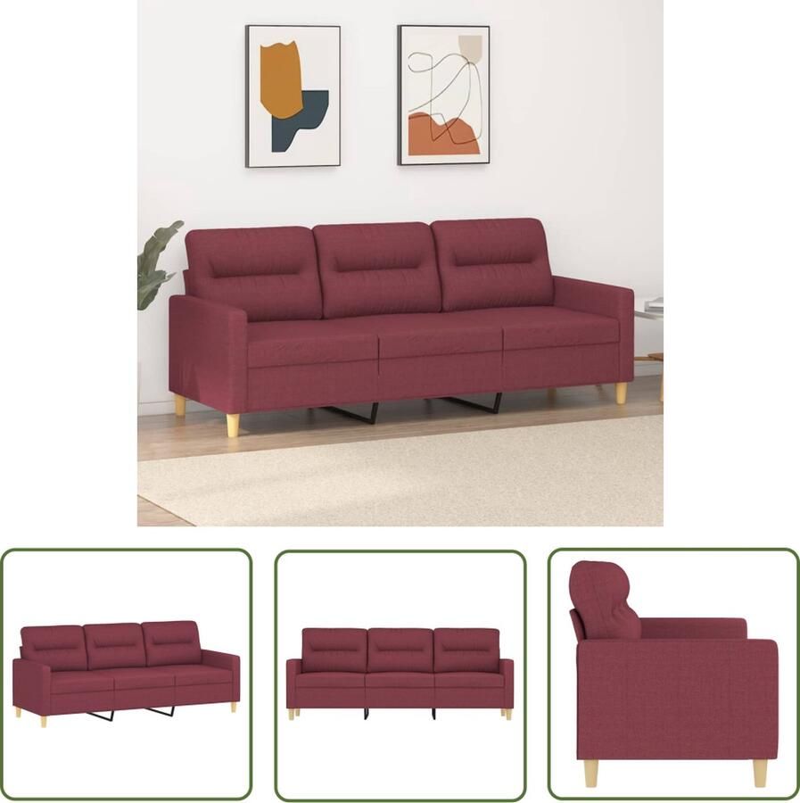The Living Store Sofa Ebay 3-zitsbank wijnrood 198x77x80 cm Duurzame stof Drie Zitsbank Sofa Banks Kopen Rode Bank Lounge Meubilair