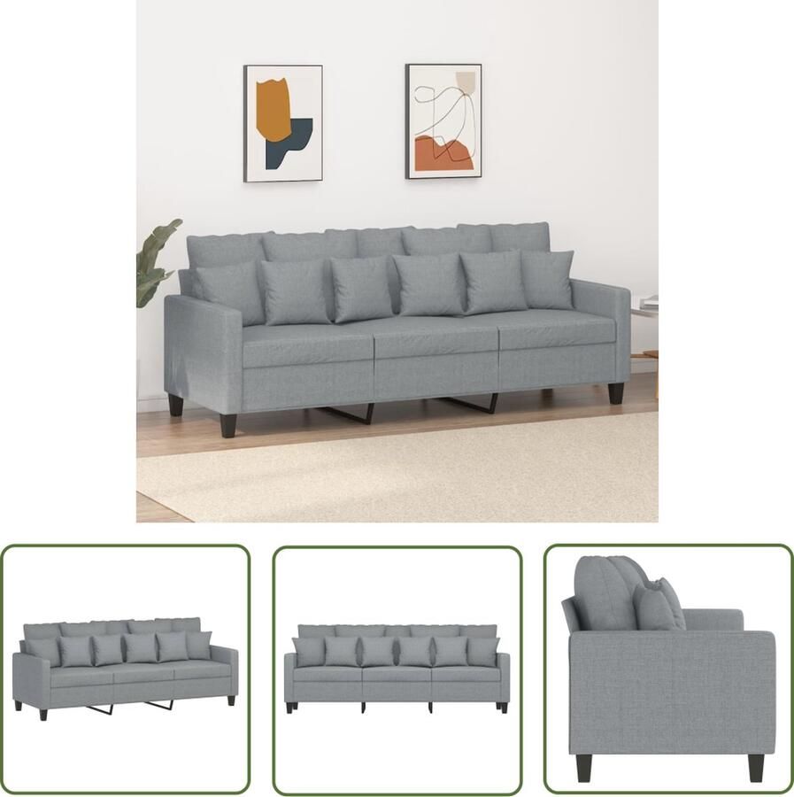 The Living Store 3-zitsbank Lichtgrijs 198 x 77 x 80 cm Duurzame stof 3 Zits Bank Sofa Grijs Banks Kopen Lounge Meubels Woonkamer Meubilair