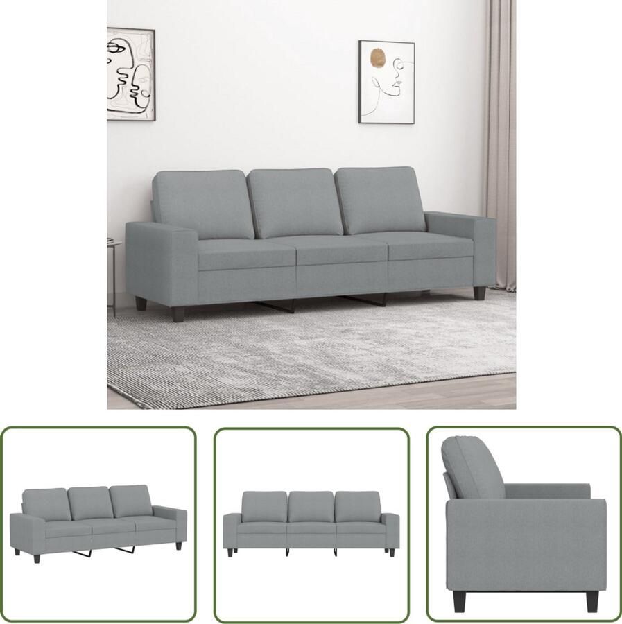 The Living Store Bank Lichtgrijs 3-zits 214 x 77 x 80 cm Duurzame stof Drie Zits Bank Sofa Grijs Banks Kopen Lounge Meubels Salon Meubilair