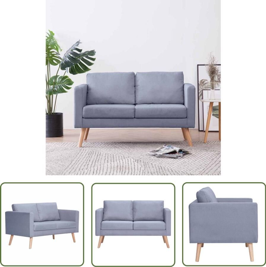 The Living Store Tweezitsbank Bruin Stevig houten frame Hoogwaardige stof Tweezitsbank Sofa Grijs Bankstellen Meubels Living Lounge Stoffen Sofa - Foto 2