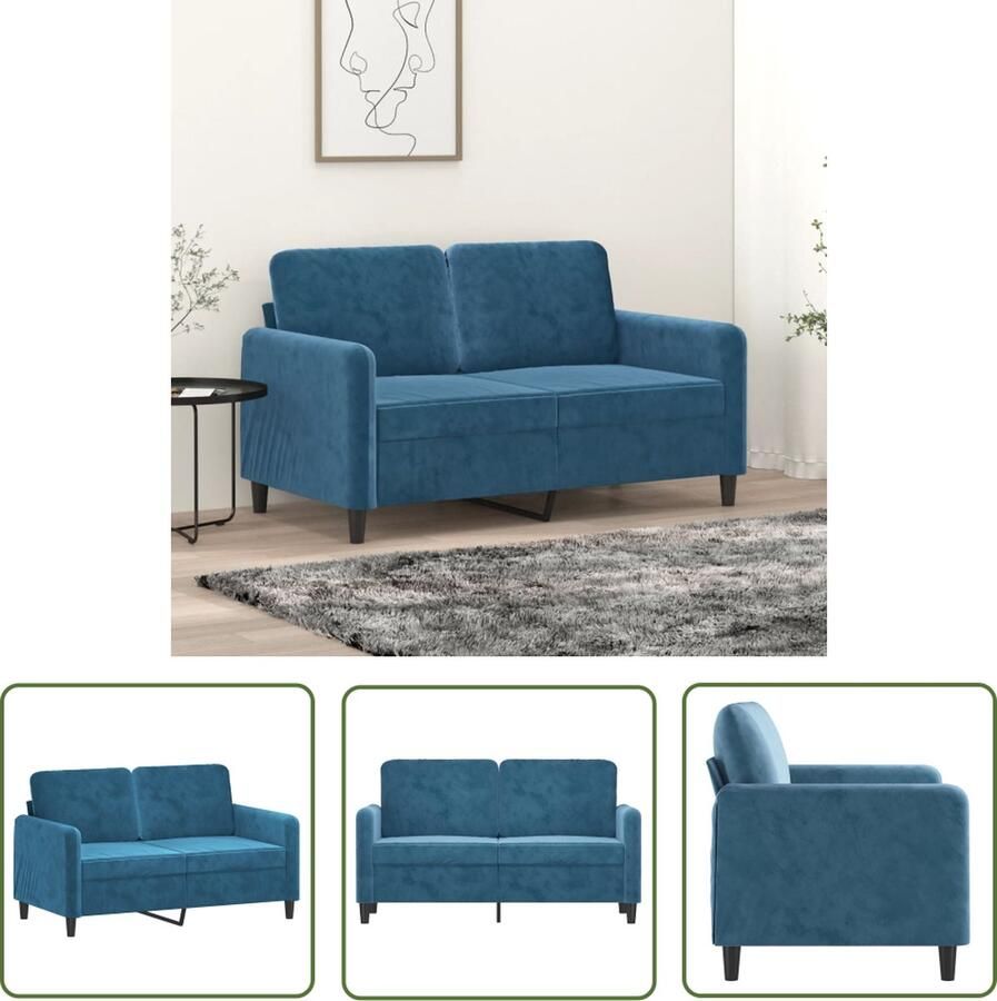The Living Store Tweezitsbank 120 cm fluweel blauw Tweezitsbank Sofa Lounge Sofa Banks Kopen Blauwe Bank