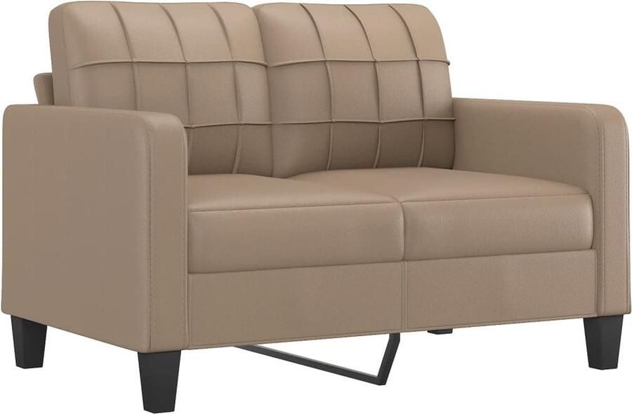 The Living Store Tweezitsbank 120 cm kunstleer cappuccinokleurig Tweezitsbank Sofa Bruine Bank Lederlook Bank Kapstok