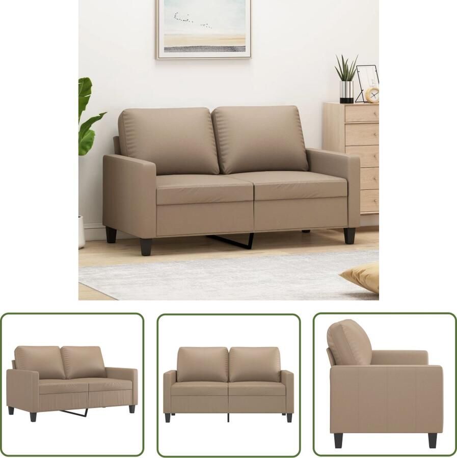 The Living Store 2-Zitsbank Kunstleer 138 x 77 x 80 cm Cappuccino Stabiel frame Comfortabel zitten Tweezitsbank Sofa Bruine Bank Lederlook Bank Lounge Meubilair
