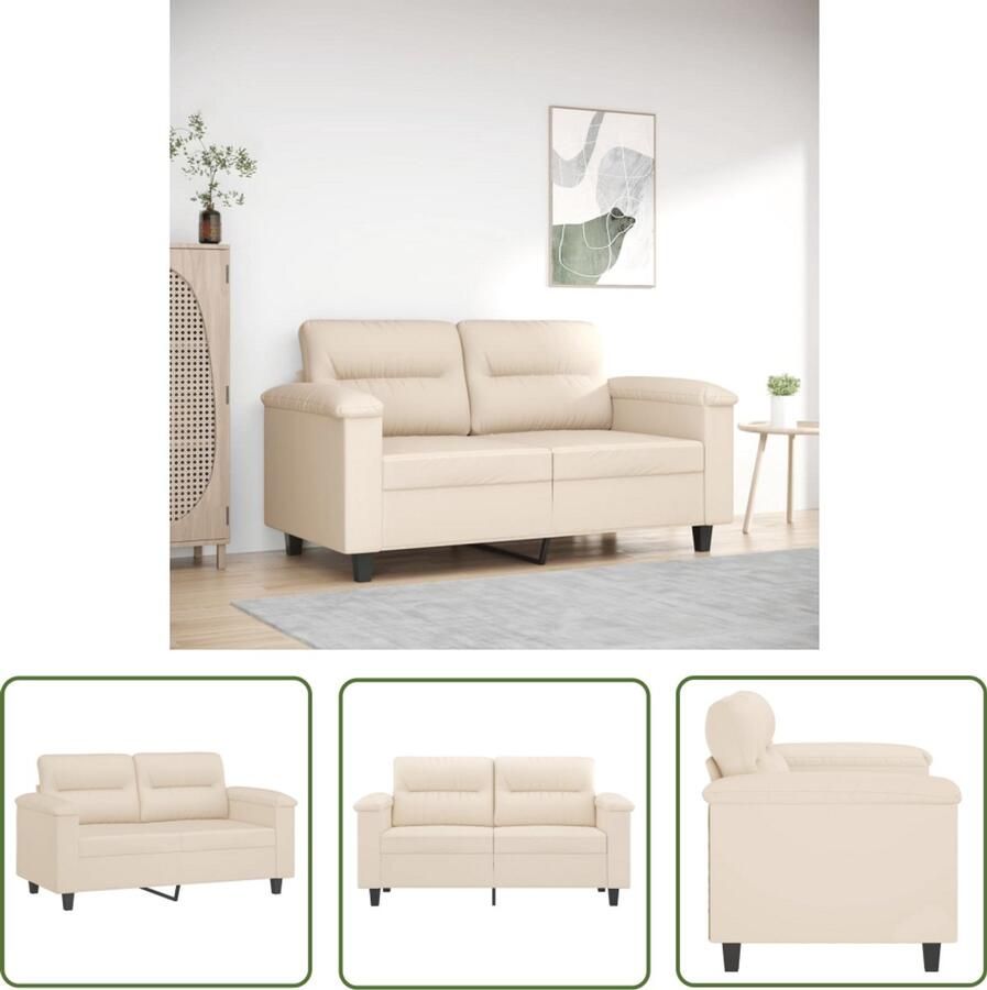 VidaXL Tweezitsbank 120 cm microvezelstof beige Tweezitsbank Sofa Microvezel Beige Lounge