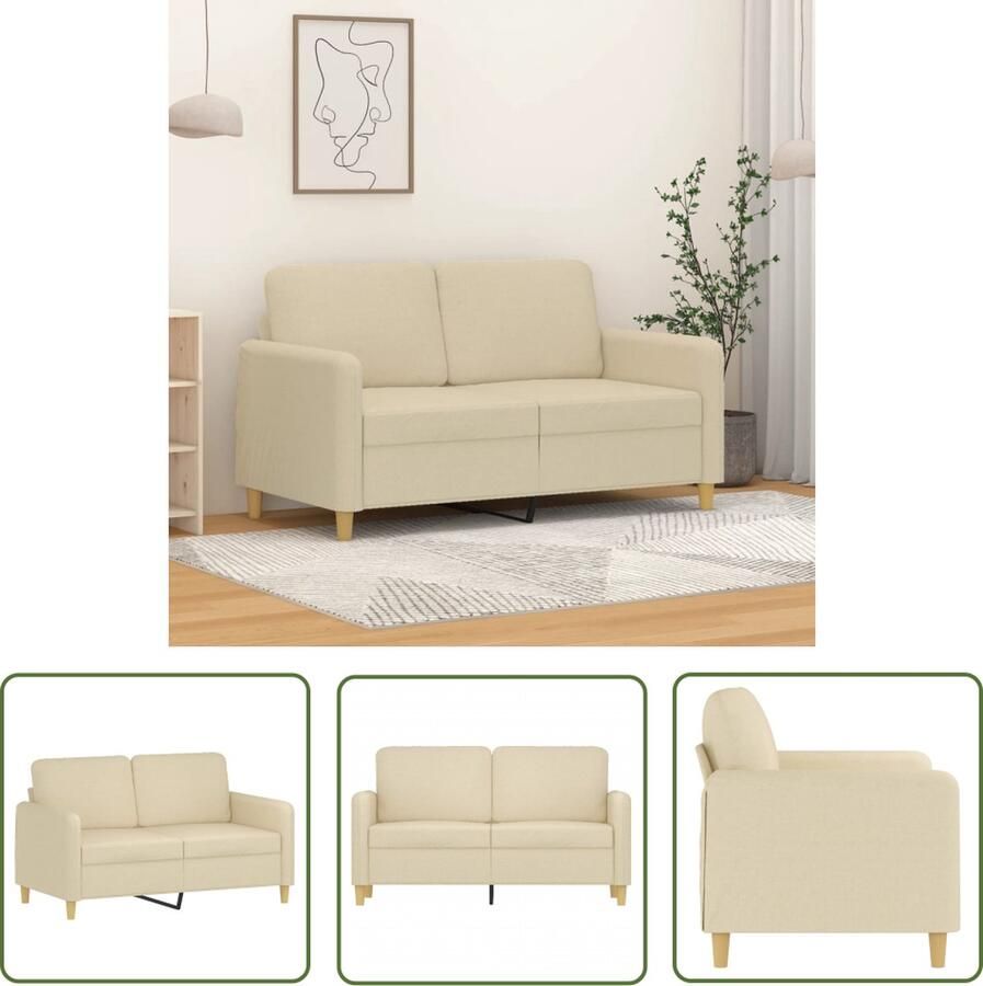 The Living Store Tweezitsbank 120 cm stof crèmekleurig Tweezitsbank Sofa Banks Kopen Salon Meubels Creme Kleur