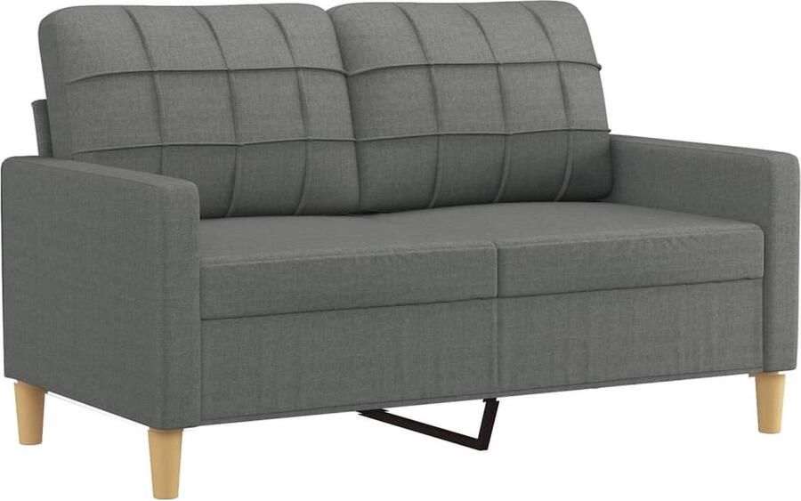 The Living Store 2-zitsbank stof 138 x 77 x 80 cm donkergrijs Tweezitsbank Sofa Donkere Kleuren Stoffen Bank Lounge Furniture