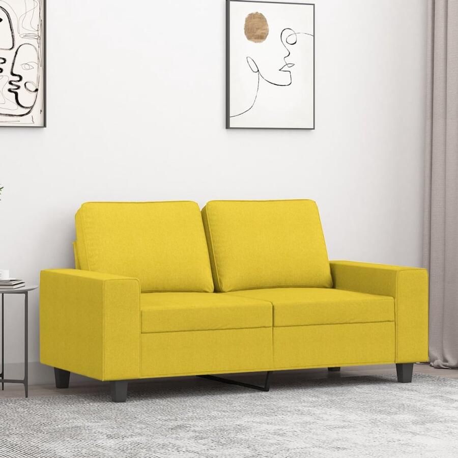 The Living Store Tweezitsbank 120 cm stof lichtgeel Tweezitsbank Sofa Banks Kopen Geel Sofa Lounge Meubels
