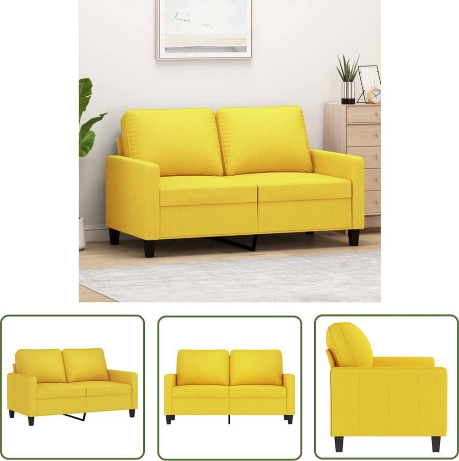 The Living Store 2-zitsbank Lichtgeel 138 x 77 x 80 cm Duurzame stof Tweezitsbank Sofa Banks Kopen Lounge Meubels Geel Sofa - Foto 4