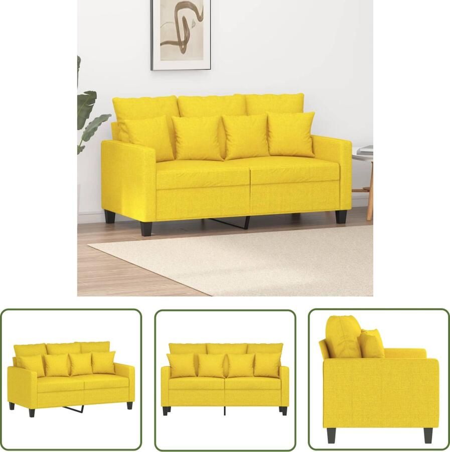 The Living Store Bank Hoge Kwaliteit 138 x 77 x 80 cm Lichtgeel Polyester Metaal Tweezitsbank Sofa Banks Kopen Lounge Meubels Woonkamer Meubilair - Foto 2