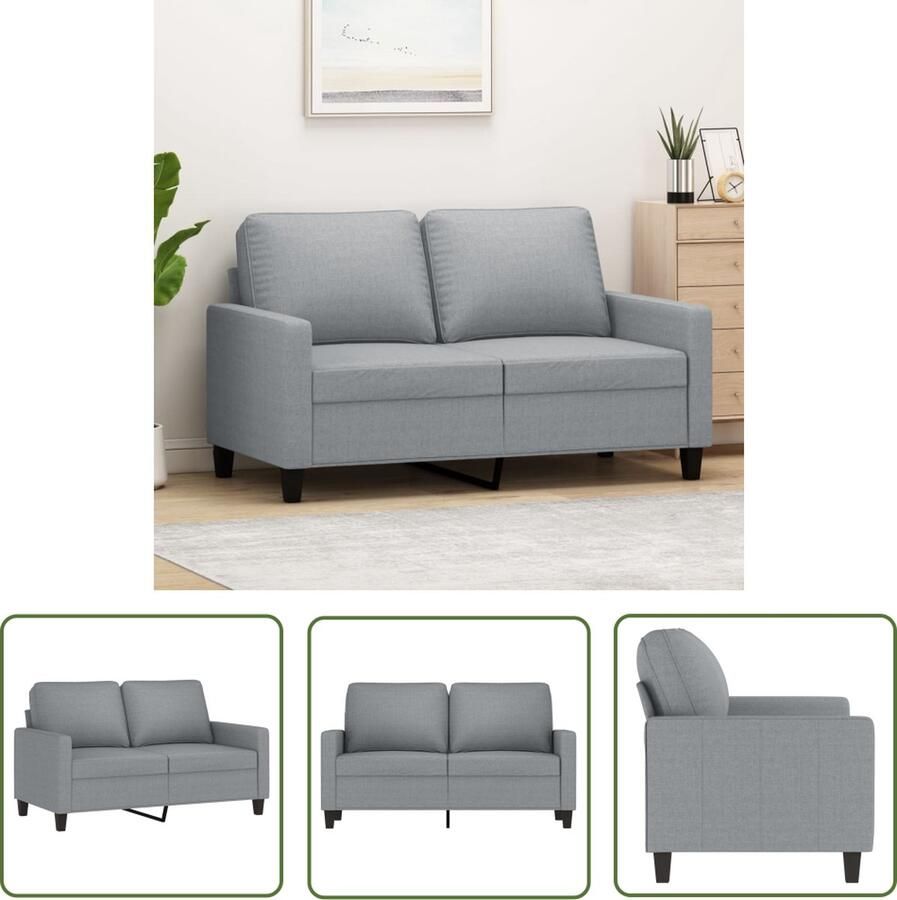 The Living Store 2-zitsbank stof lichtgrijs 138 x 77 x 80 cm duurzaam stof stevig frame comfortabele zitting Tweezitsbank Sofa Banks Kopen Lounge Meubels Grijs Sofa - Foto 2