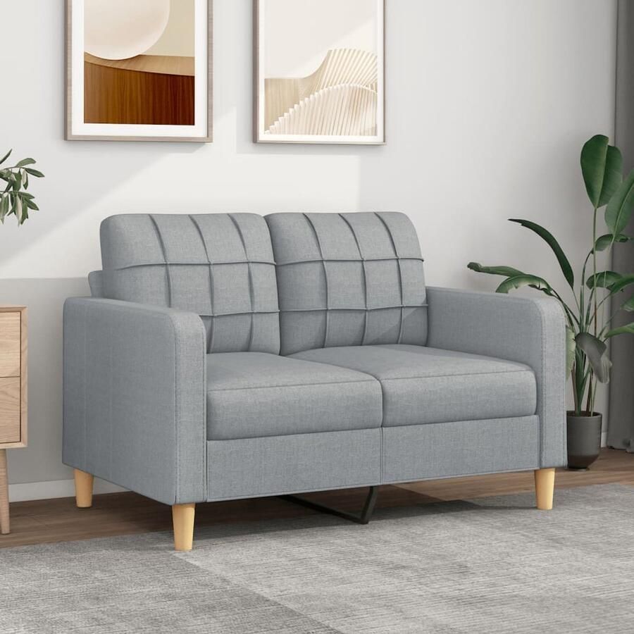 The Living Store 2-Zitsbank Lichtgrijs 138x77x80 cm Duurzame stof Stevig frame Comfortabele zitervaring Tweezitsbank Sofa Bankstellen Grijs Sofa Stoffen Bank