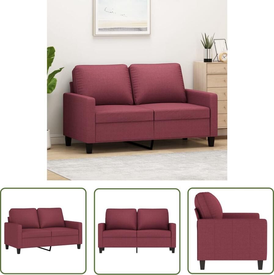 The Living Store 2-zitsbank Wijnrood Stof 138x77x80cm Duurzame stof Stevig frame Comfortabele zitting Tweezitsbank Sofa Lounge Wonen Meubels