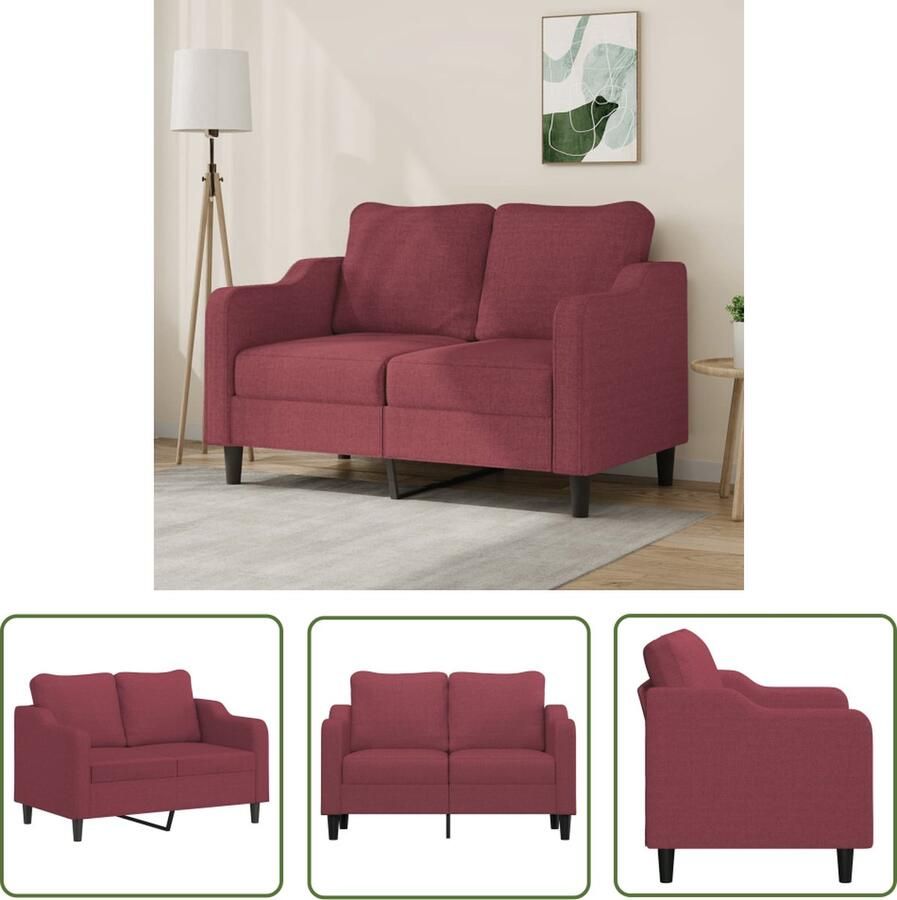 The Living Store Bank 2-Zits Wijnrood 138 x 77 x 80 cm Comfortabele Dik Gevoerde Zitting Tweezitsbank Sofa Rode Bank Bankstellen Lounge Meubilair