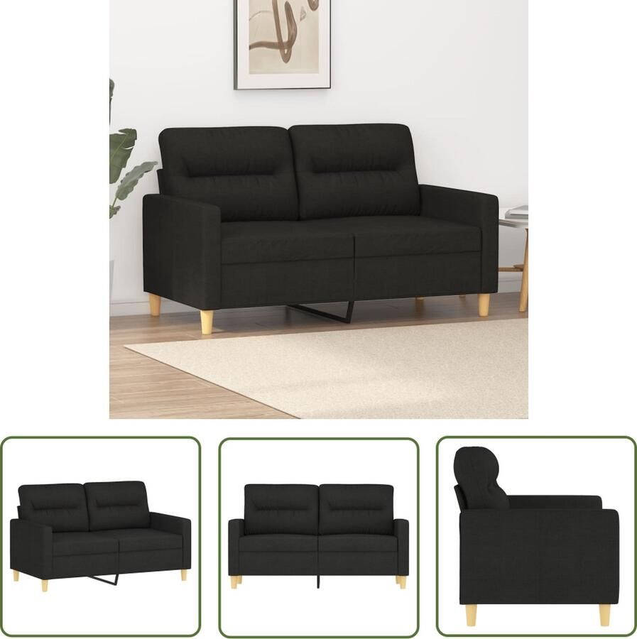 The Living Store Bank Zwart 2-zits 138x77x80 cm Duurzame stof Stevig frame Comfortabele zitting Tweezitsbank Sofa Banks Kopen Lounge Meubels Salonmeubel