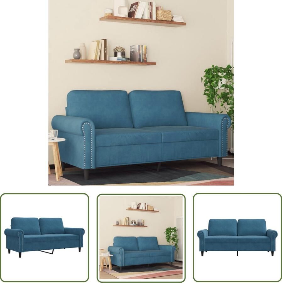 The Living Store 2-zitsbank fluweel Blauw 172 x 77 x 80 cm Stevig metalen frame Tweezitsbank Sofa Blauwe Bank Fluweelblad Salontafel
