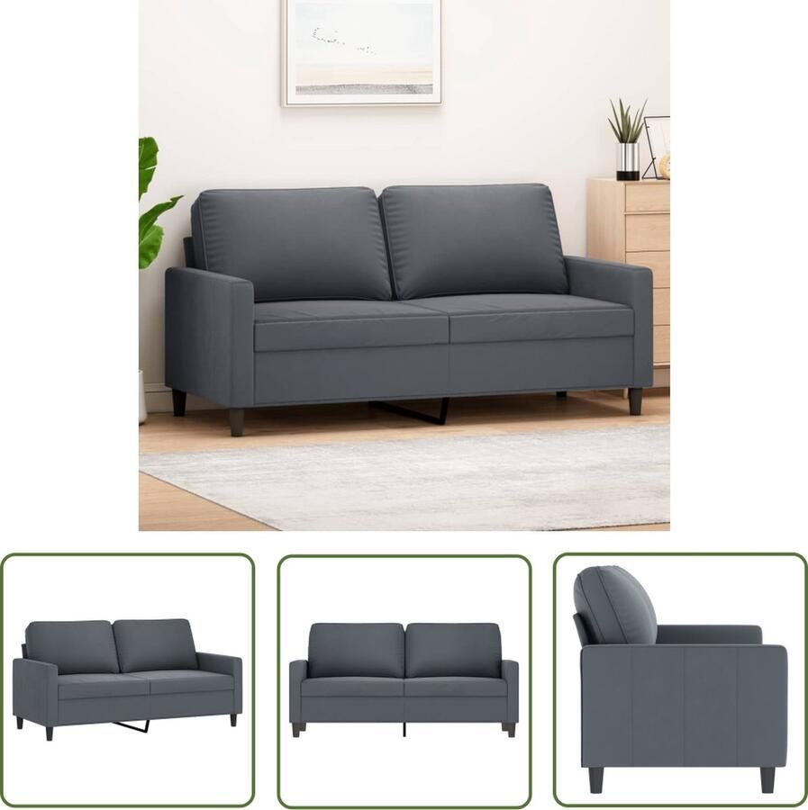 The Living Store 2-zitsbank fluweel 158 x 77 x 80 cm donkergrijs Stabiel metalen frame comfortabele zitervaring Tweezitsbank Sofa Donkere Kleuren Fluweel Luxe Meubilair