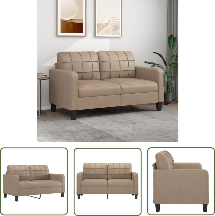 The Living Store 2-zitsbank Cappuccino Kunstleer 158x77x80 cm Duurzaam Stevig frame Comfortabel Tweezitsbank Sofa Bruine Bank Lederlook Bank Kapstok