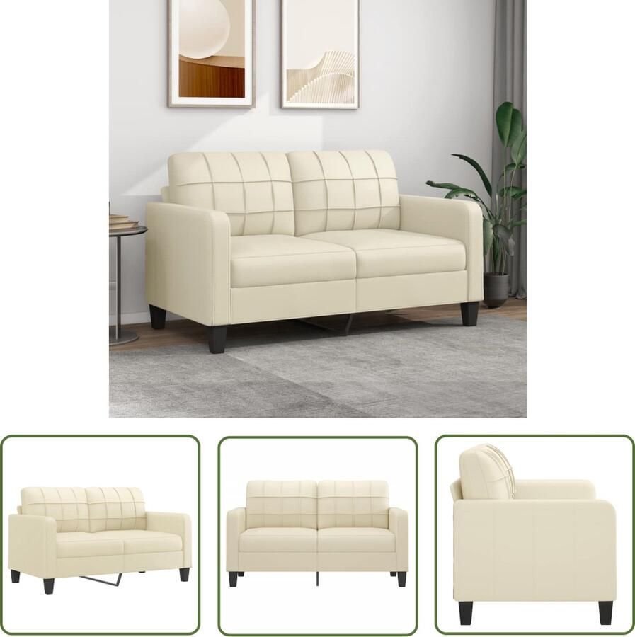 The Living Store Tweezitsbank 140 cm kunstleer crèmekleurig Tweezitsbank Sofa Banks Kopen Lounge Meubels Living Room Decor