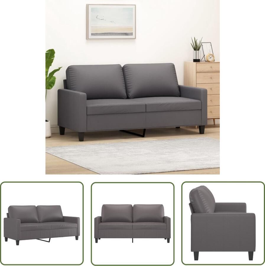The Living Store Tweezitsbank 140 cm kunstleer grijs Tweezitsbank Sofa Bankstel Salonmeubel Huiskamerdecoratie