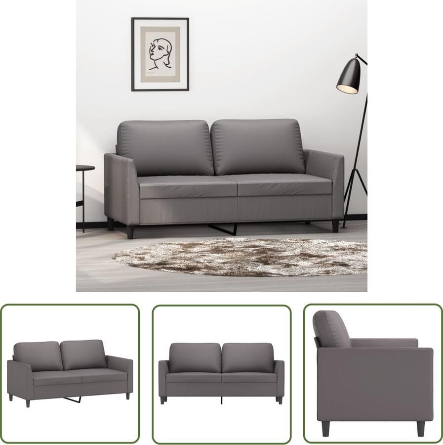 The Living Store 2-zitsbank Kunstleer Grijs 160x77x80 cm Tweezitsbank Sofa Salontafel Meubels Lounge
