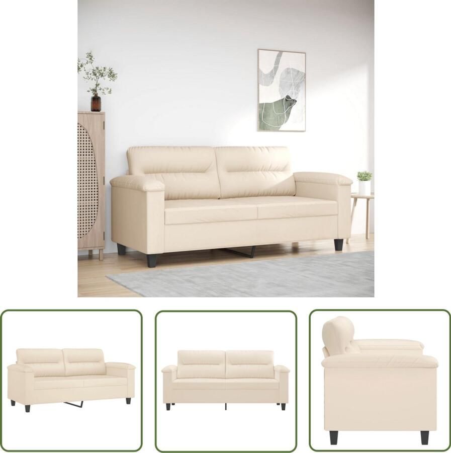 VidaXL Tweezitsbank 140 cm microvezelstof beige Tweezitsbank Sofa Microvezel Beige Salontafel