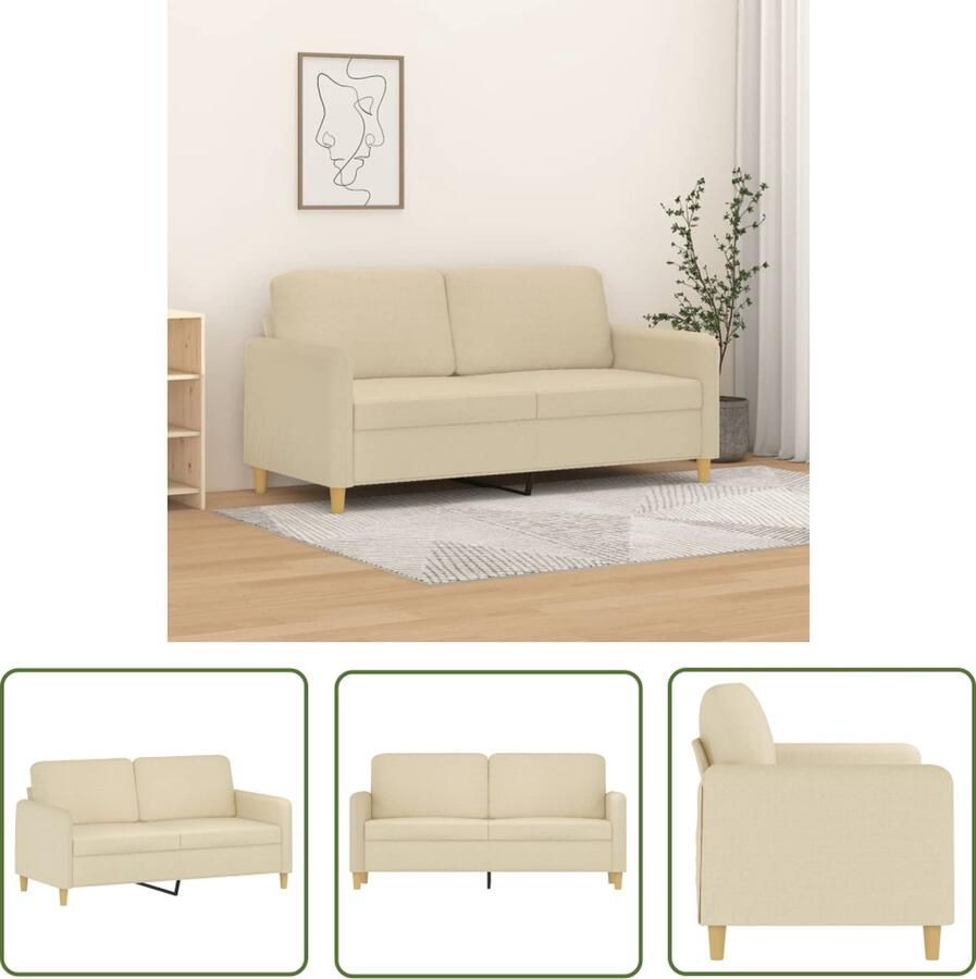 The Living Store Tweezitsbank 140 cm stof crèmekleurig Tweezitsbank Sofa Banks Kopen Salon Meubilair Living Room Furniture