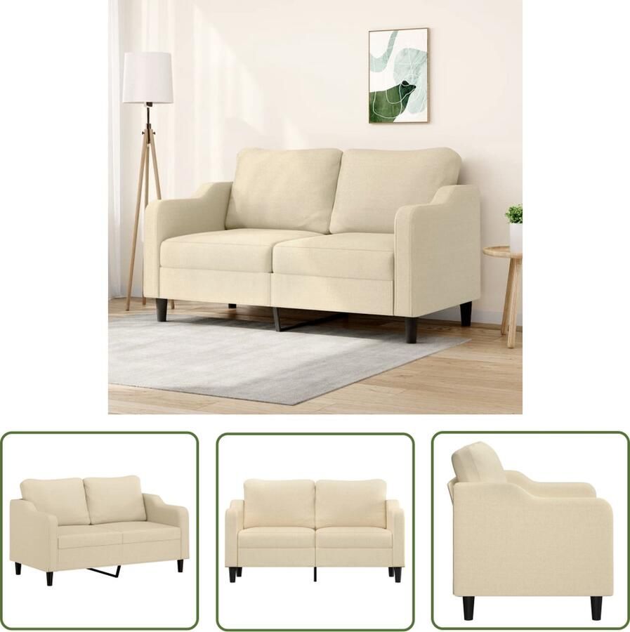 The Living Store 2-zitsbank 158 x 77 x 80 cm Crème Duurzame stof Stevig frame Comfortabele zitting Tweezitsbank Sofa Creme Kleur Banks Kopen Lounge Meubilair