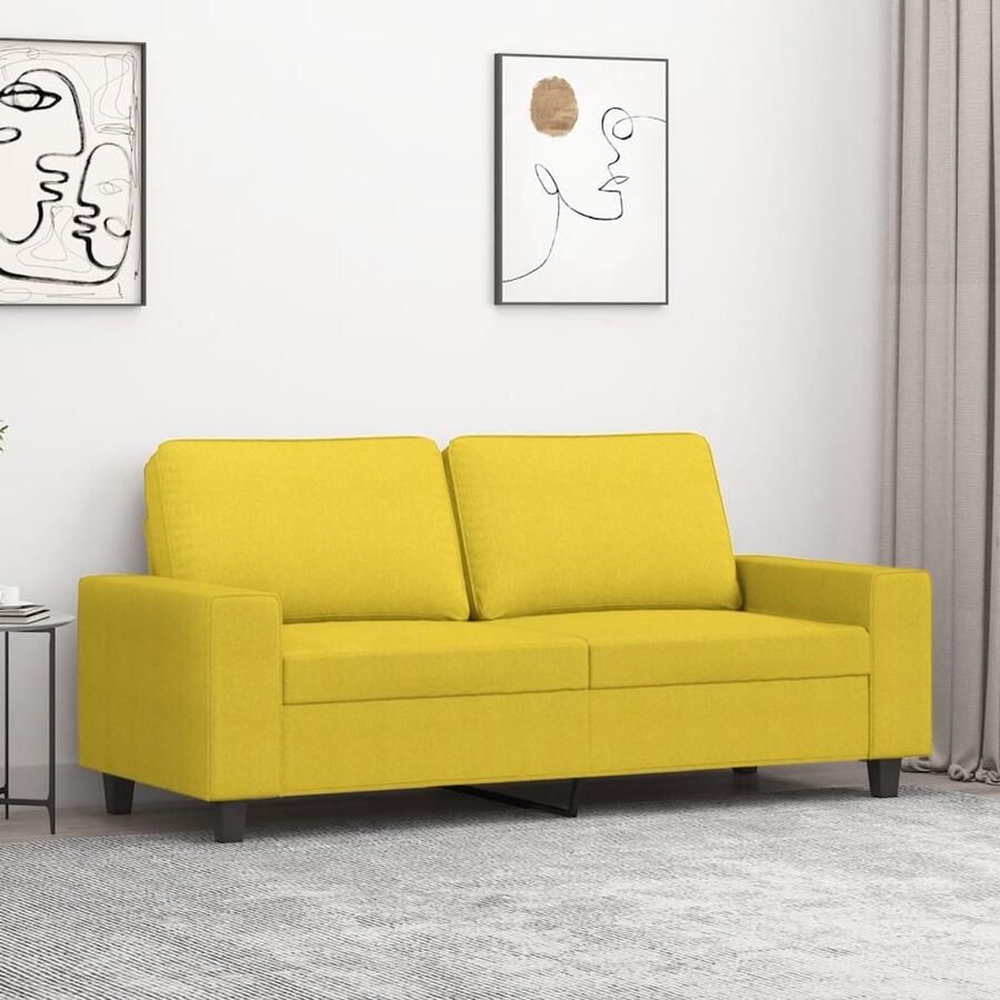The Living Store Bank 2-zits Lichtgeel Duurzame Stof 174x77x80 cm Comfortabele Zitting Tweezitsbank Sofa Banks Kopen Lounge Meubilair Geel Sofa