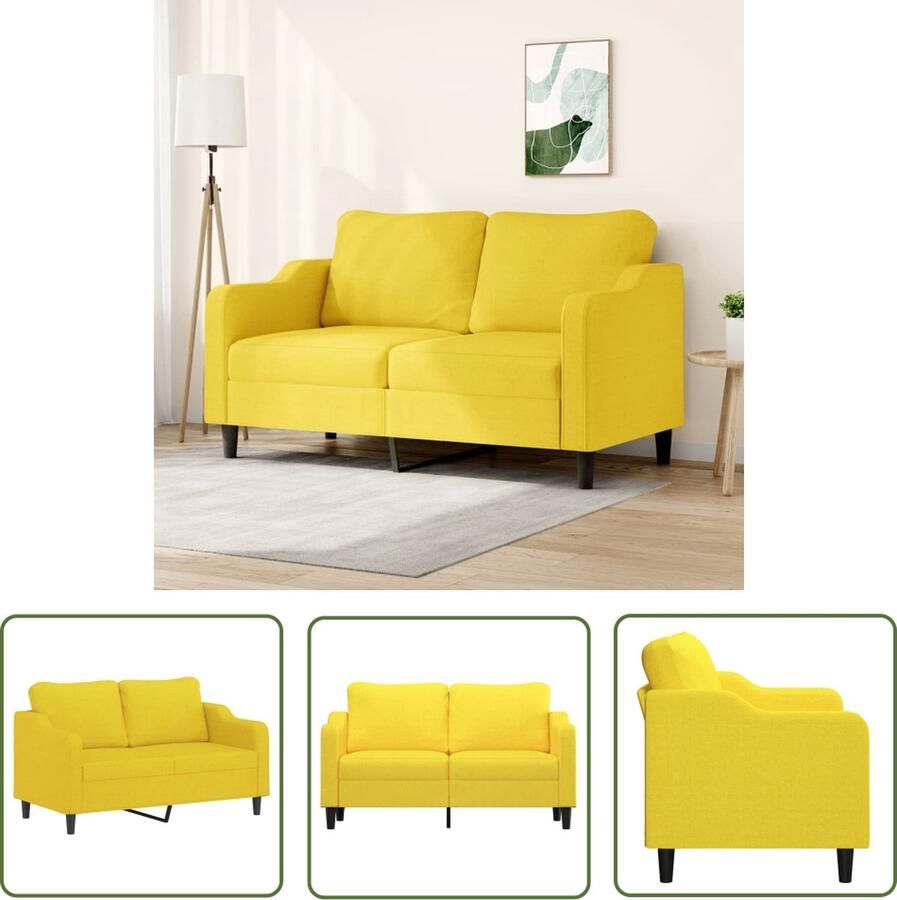 The Living Store Bank Luxe 2-zitsbank 158 x 77 x 80 cm Lichtgeel duurzame stof Tweezitsbank Sofa Banks Kopen Lounge Meubilair Woonkamer Meubels