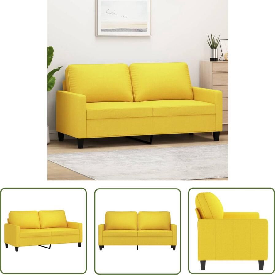 The Living Store Lichtgeel 2-zitsbank 158 x 77 x 80 cm Duurzame stof Stevig metalen frame Comfortabele zitervaring Modern ontwerp Tweezitsbank Sofa Bankstellen Geel Lichtgeel