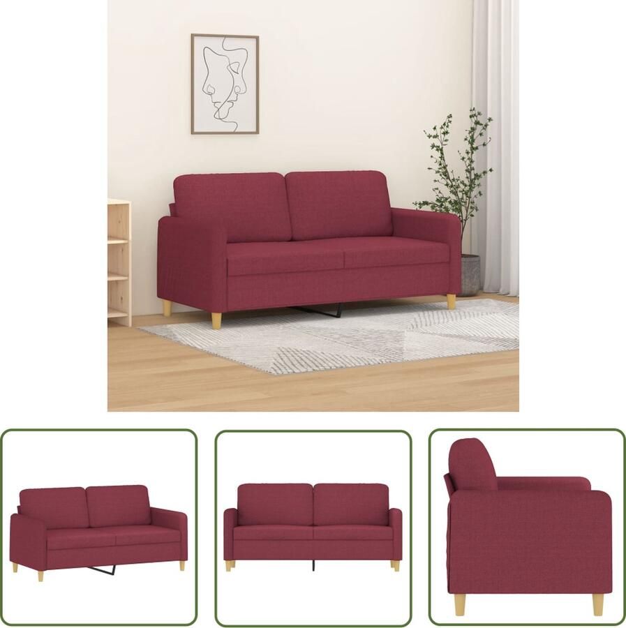 The Living Store 2-zitsbank Wijnrood 158 x 77 x 80 cm Duurzame stof Tweezitsbank Sofa Banks Kopen Lounge Meubilair Rode Bank
