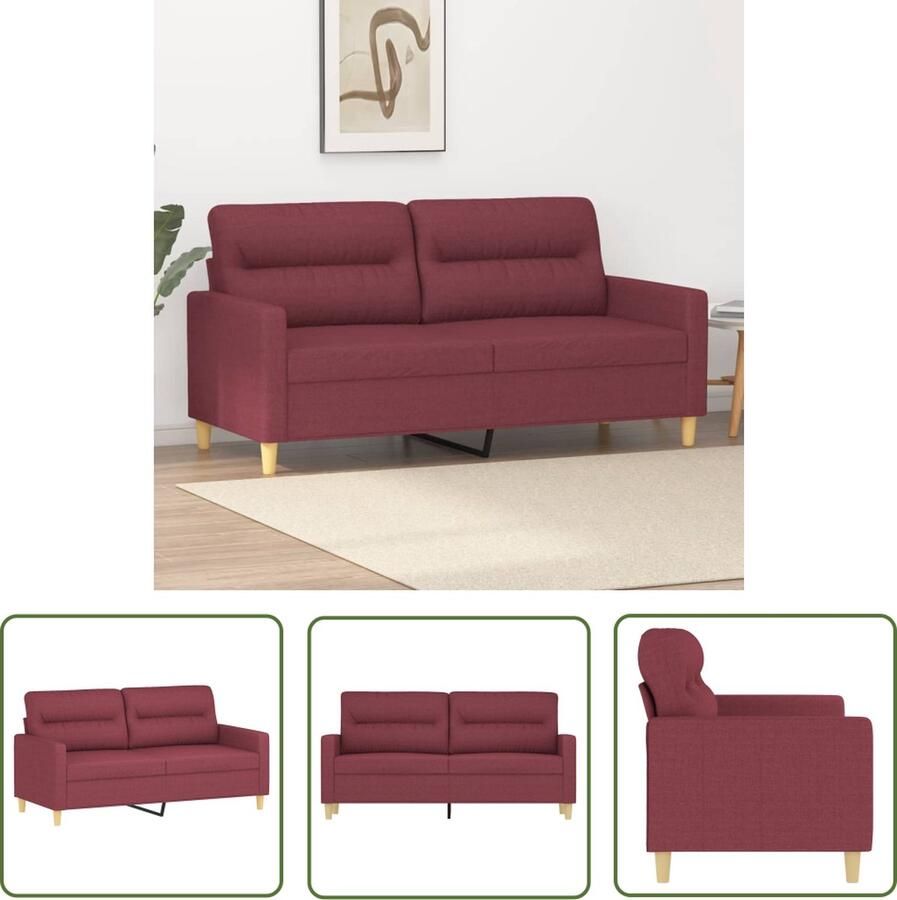 The Living Store Bank Wijnrood 2-zits 158 x 77 x 80 cm Duurzame stof en Stevig frame Tweezitsbank Sofa Banks Kopen Lounge Meubilair Rood Sofa