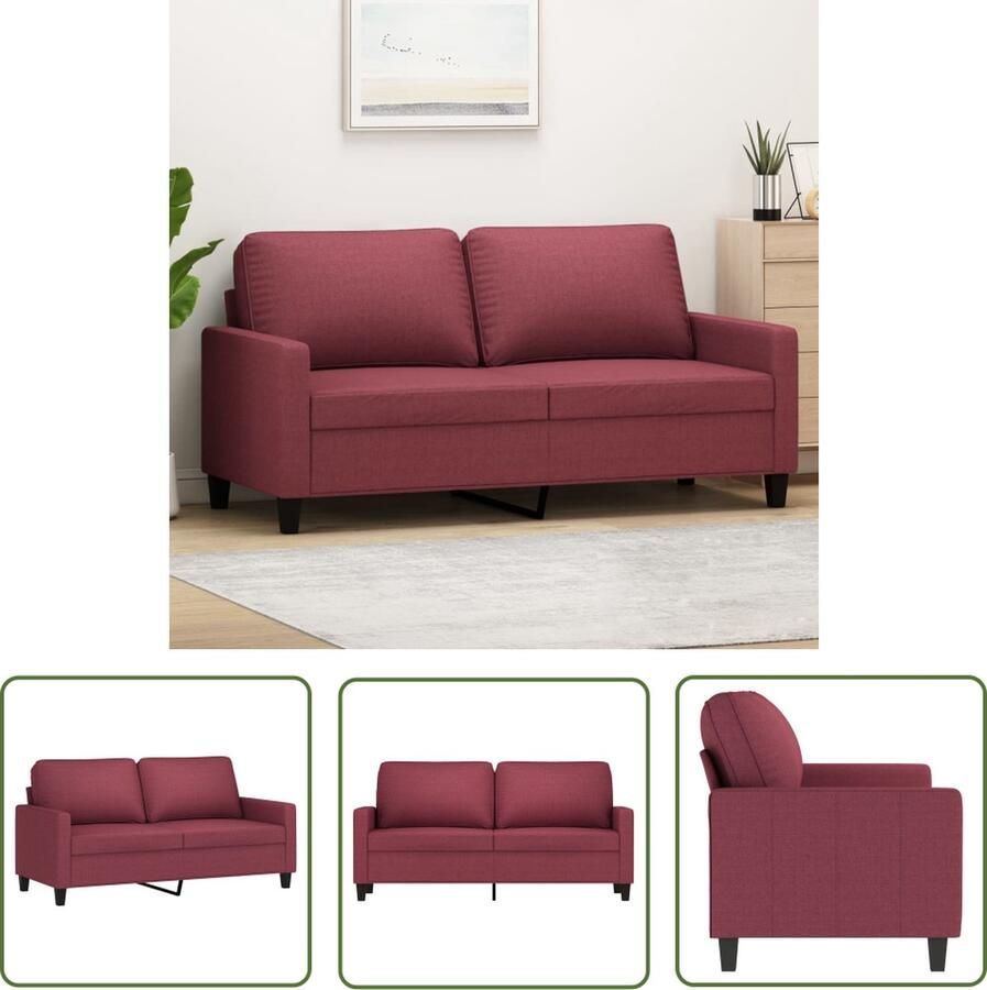 The Living Store Bank Wijnrood 2-zits 158x77x80 cm Duurzame stof Stevig en stabiel frame Comfortabele zitervaring Opvallend ontwerp Montage vereist Tweezitsbank Sofa Banks Kopen Lounge Sofa Rood Bank