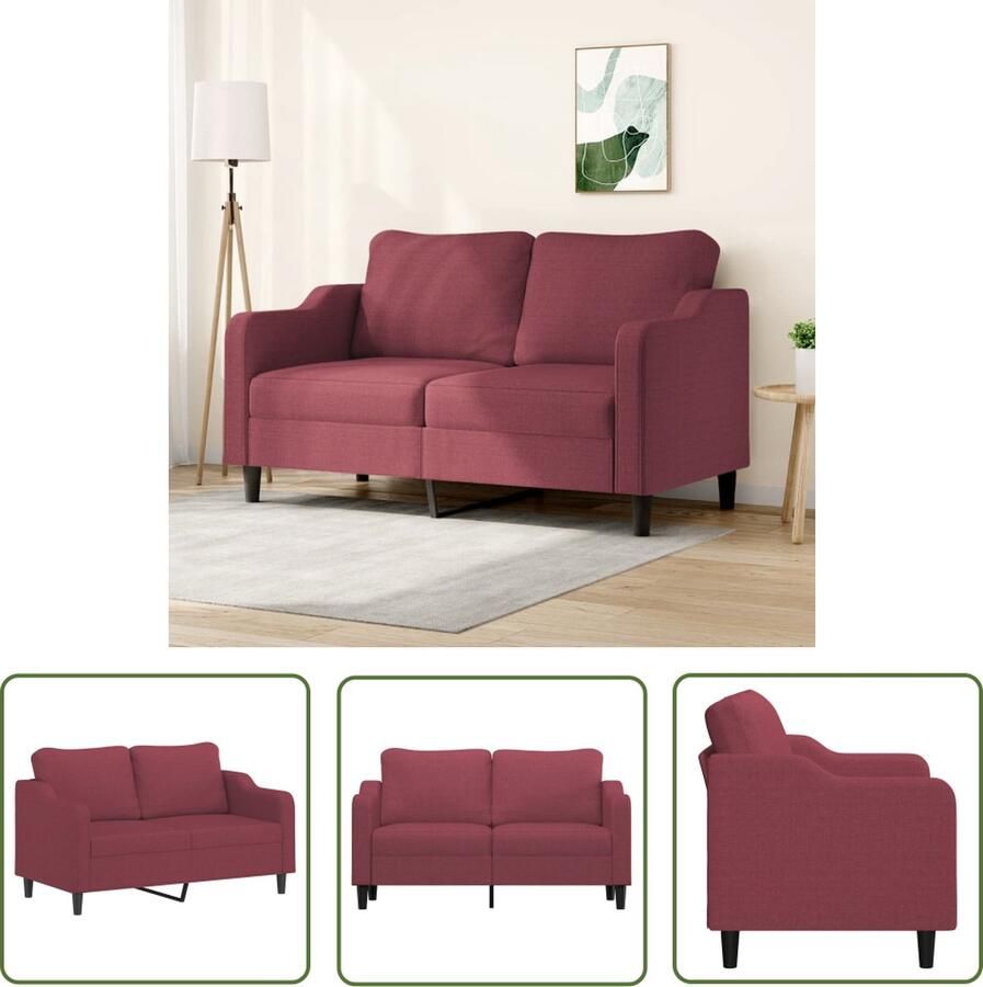 The Living Store 2-zitsbank 158 x 77 x 80 cm Wijnrood Polyester Metaal Comfortabele zitting Tweezitsbank Sofa Lounge Sofa Bankstellen Woonkamer Meubels
