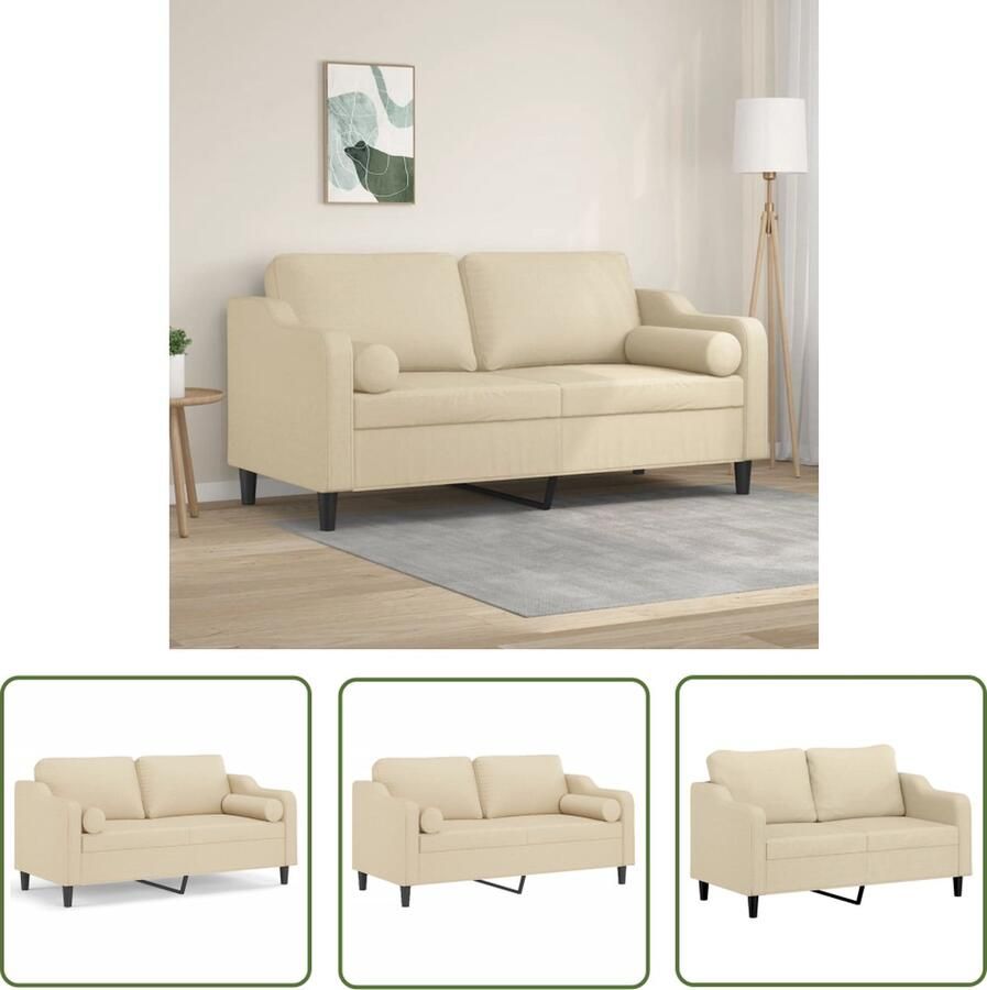 The Living Store 2-zitsbank Materiaal Stof Metaal Crème 158x77x80 cm Comfortabele zitervaring Tweezitsbank Sofa Banks Kopen Lounge Meubels Creme Sofa