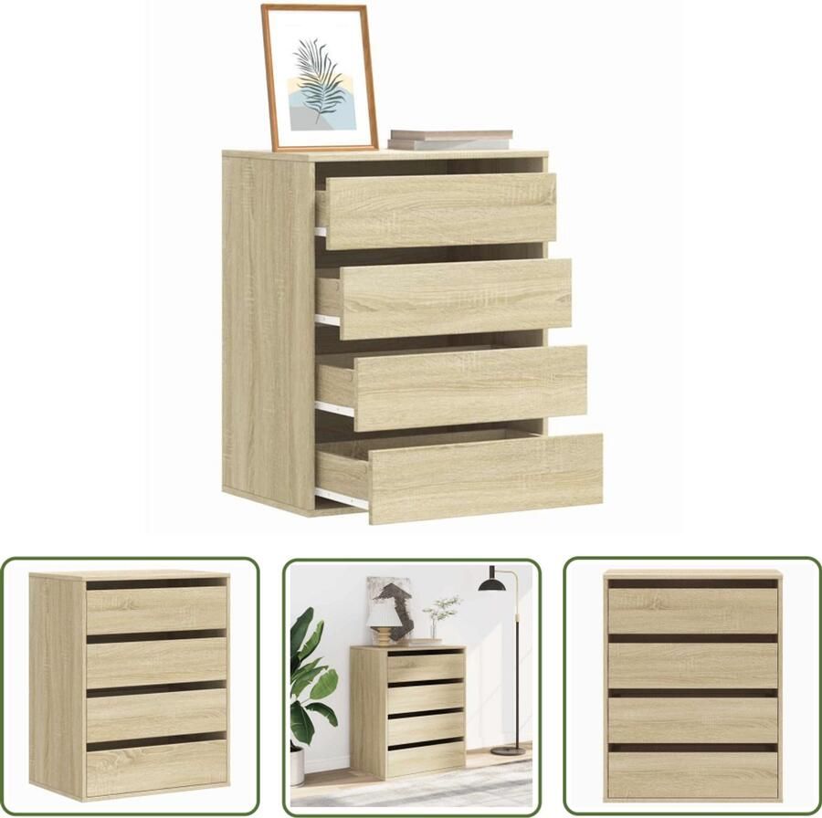 VidaXL Sonoma Eiken Ladekast 60x41x76 cm bewerkt hout sonoma eikenkleurig Houten Kast Opbergkast Woonkamermeubilair