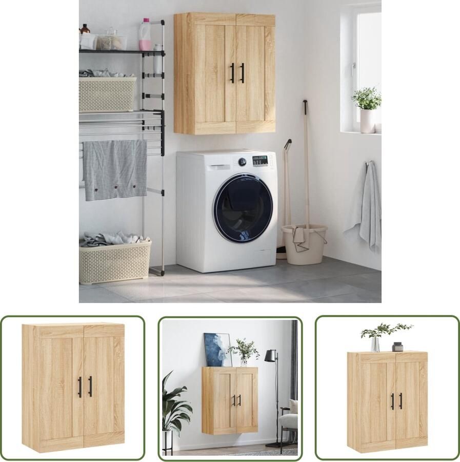 VidaXL Wandkast 69 5x34x90 cm bewerkt hout sonoma eikenkleurig Wandkast Sonoma Eiken Houten Kast Opbergkast Living Room Furniture